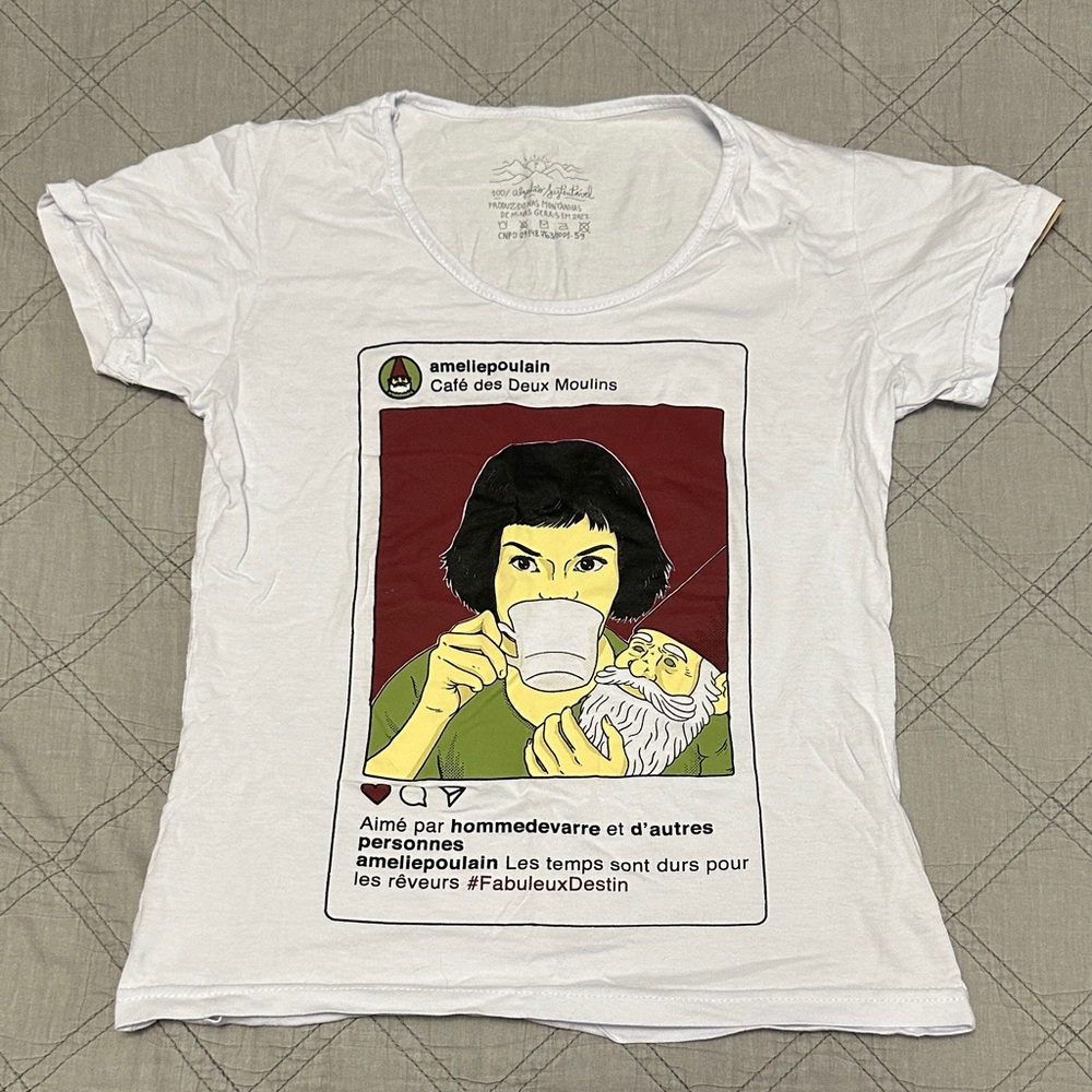 Amelie Poulain White Graphic Tee